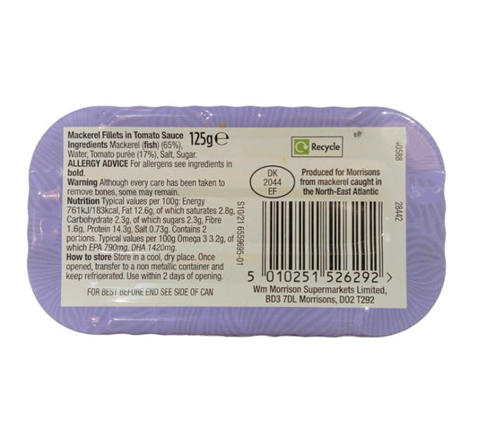 Morrisons Mackerel Fillets in Tomato Sauce 125 g