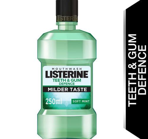 Listerine Mouthwash Teeth & Gum Defence Milder Taste Soft Mint 250 ml