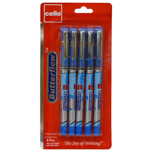 Cello 0.7mm Ballpoint Pen Butterflow Blue 5pcs