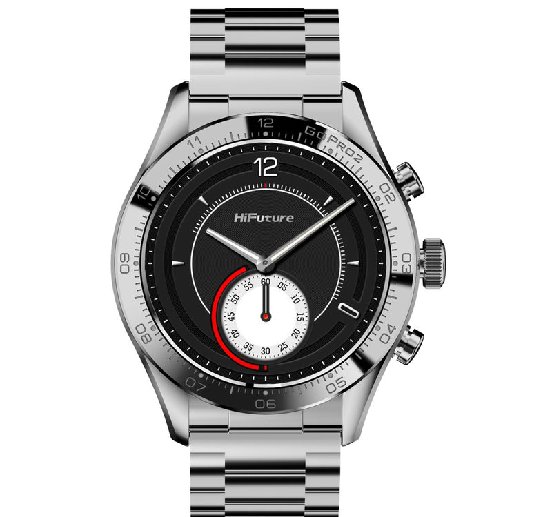 HiFuture Go Pro 2 Smartwatch, 1.32 inches AMOLED Display, Stainless Steel/Silver