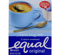 أكياس مُحليات إيكوال الأصلية الخالية من السعرات الحرارية، 50 قطعة