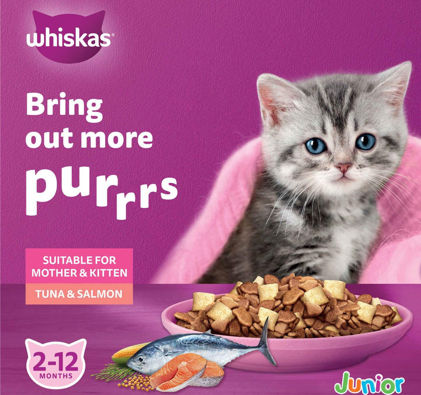 Whiskas Mother and Kitten Tuna and Salmon Flavour Dry Food Bag 1.1 kg
