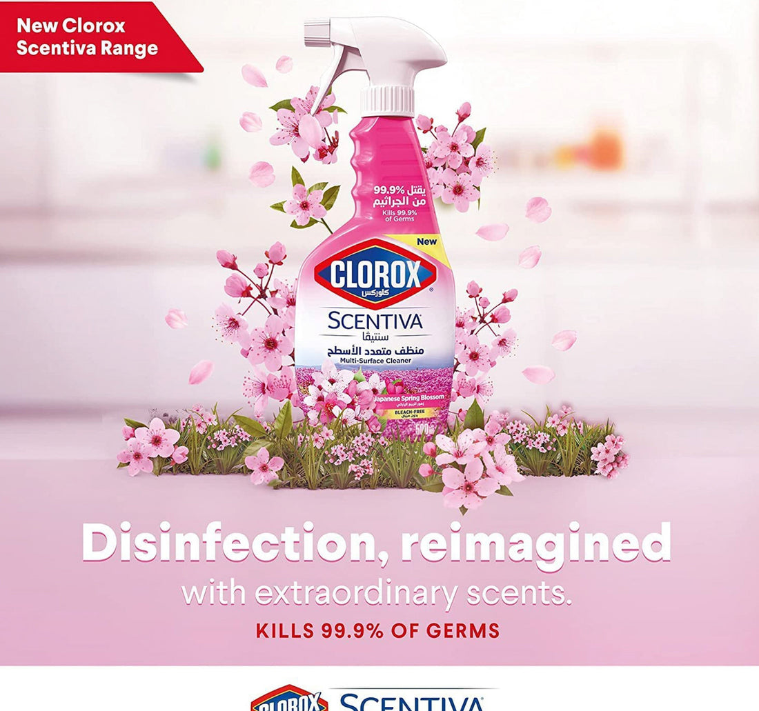 Clorox Scentiva Multi Surface Spray Cleaner Japanese Spring Blossom Bleach Free 500 ml