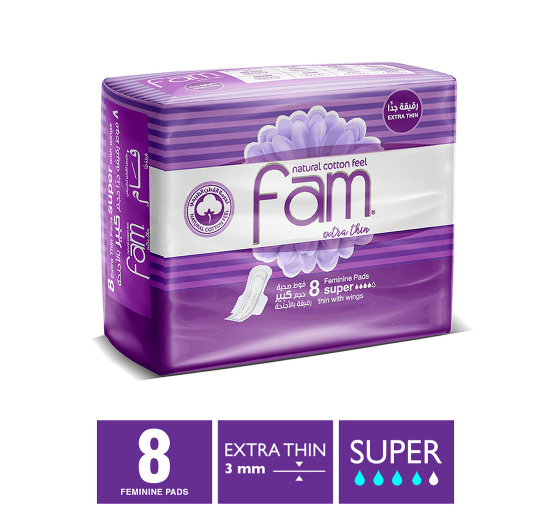 Fam Natural Cotton Feel Extra Thin Wings Super Sanitary 8 pcs