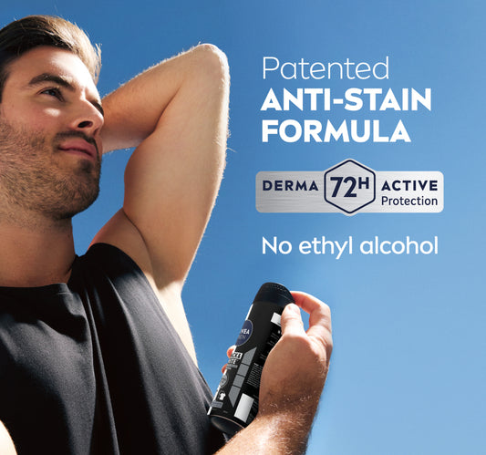 Nivea Men Black & White Invisible Antiperspirant Deodorant Spray Original 72H Active Protection 150 ml