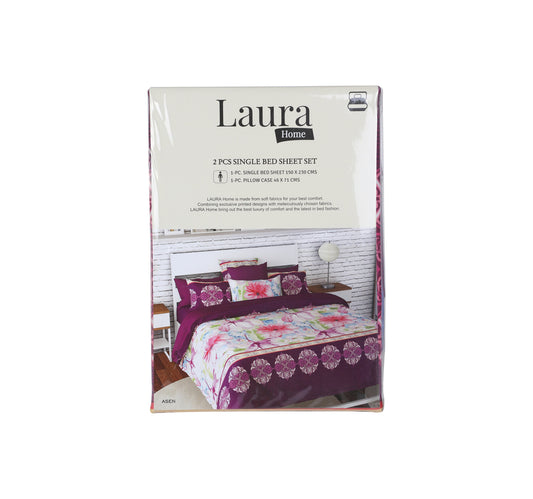 Laura Home Bed Sheet Single 2pc Set 150x230cm Assorted Colors