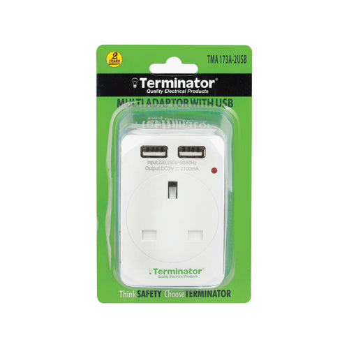 Terminator 3 Way Socket 2 USB TMA173A