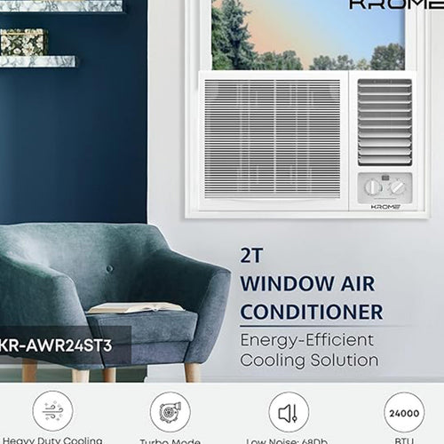 Krome Window Air Conditioner, 2 Ton, Rotary Compressor, White, AWR24ST3