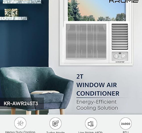 Krome Window Air Conditioner, 2 Ton, Rotary Compressor, White, AWR24ST3