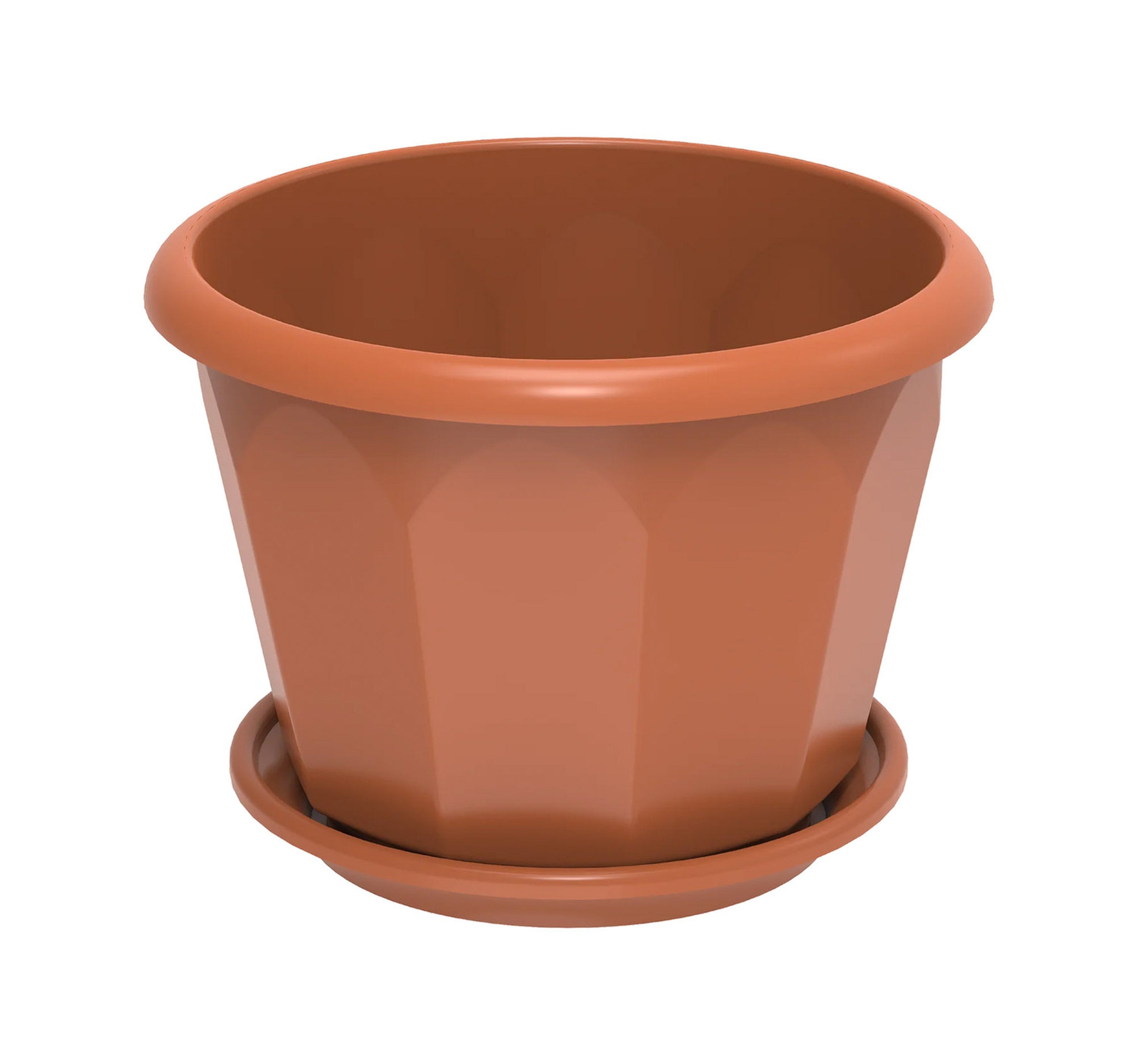 Cosmoplast Hexagonal Flowerpot with Tray 10" IFFP25052 Assorted Color