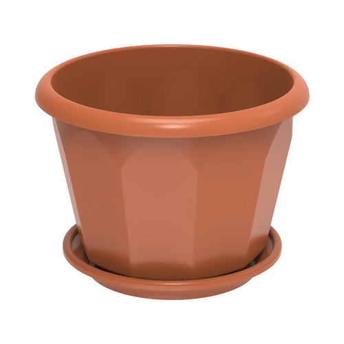 Cosmoplast Hexagonal Flowerpot with Tray 10" IFFP25052 Assorted Color