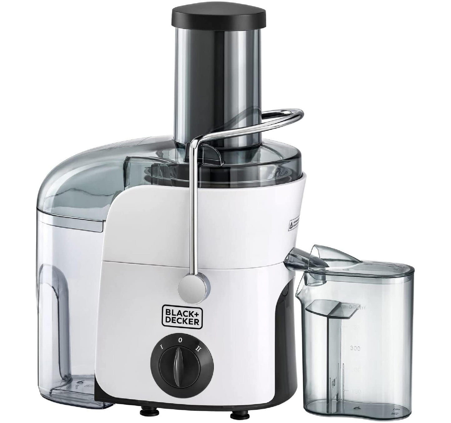Black+Decker 800 W Juicer With 1.5L Large Pulp Container, White, JE780-B5