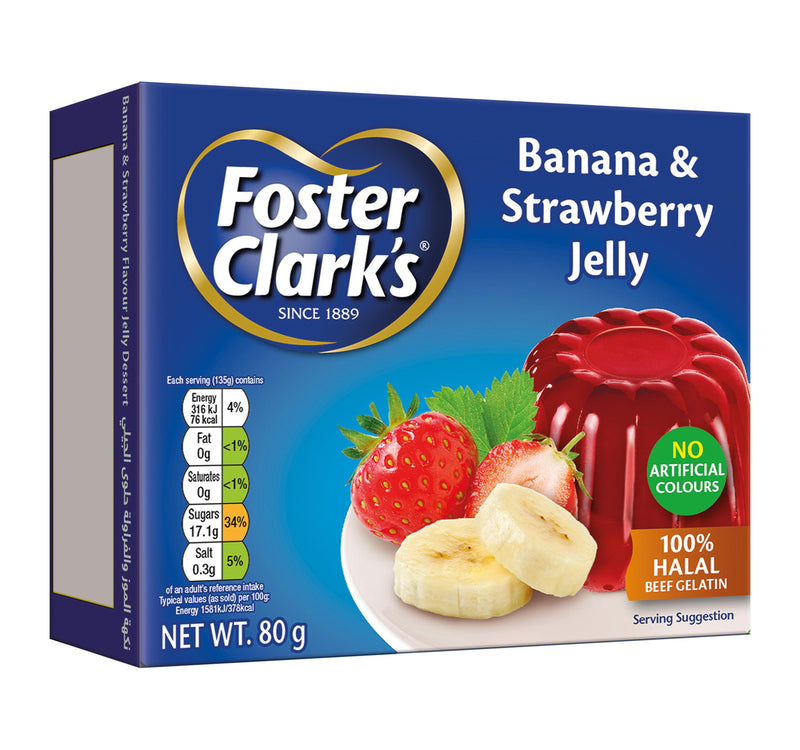 Foster Clark's Jelly Desert Banana & Strawberry Flavour 12 x 80 g