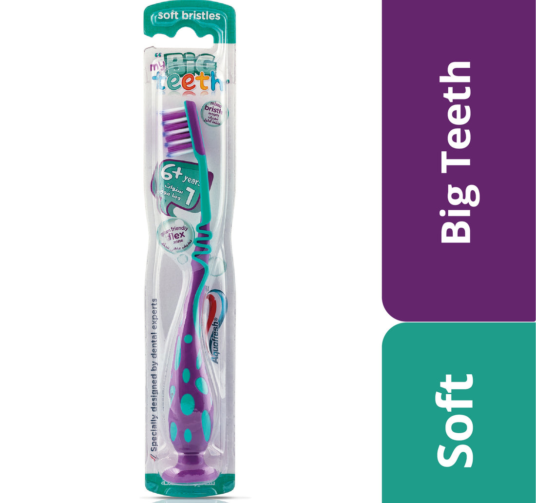 فرشاة أسنان أكوافريش بيج تيث ناعمة بألوان متنوعة، قطعة واحدة