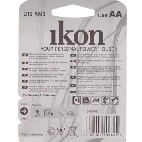 Ikon Alkaline AA Battery IKLR6BP2, Pack of 2Pc
