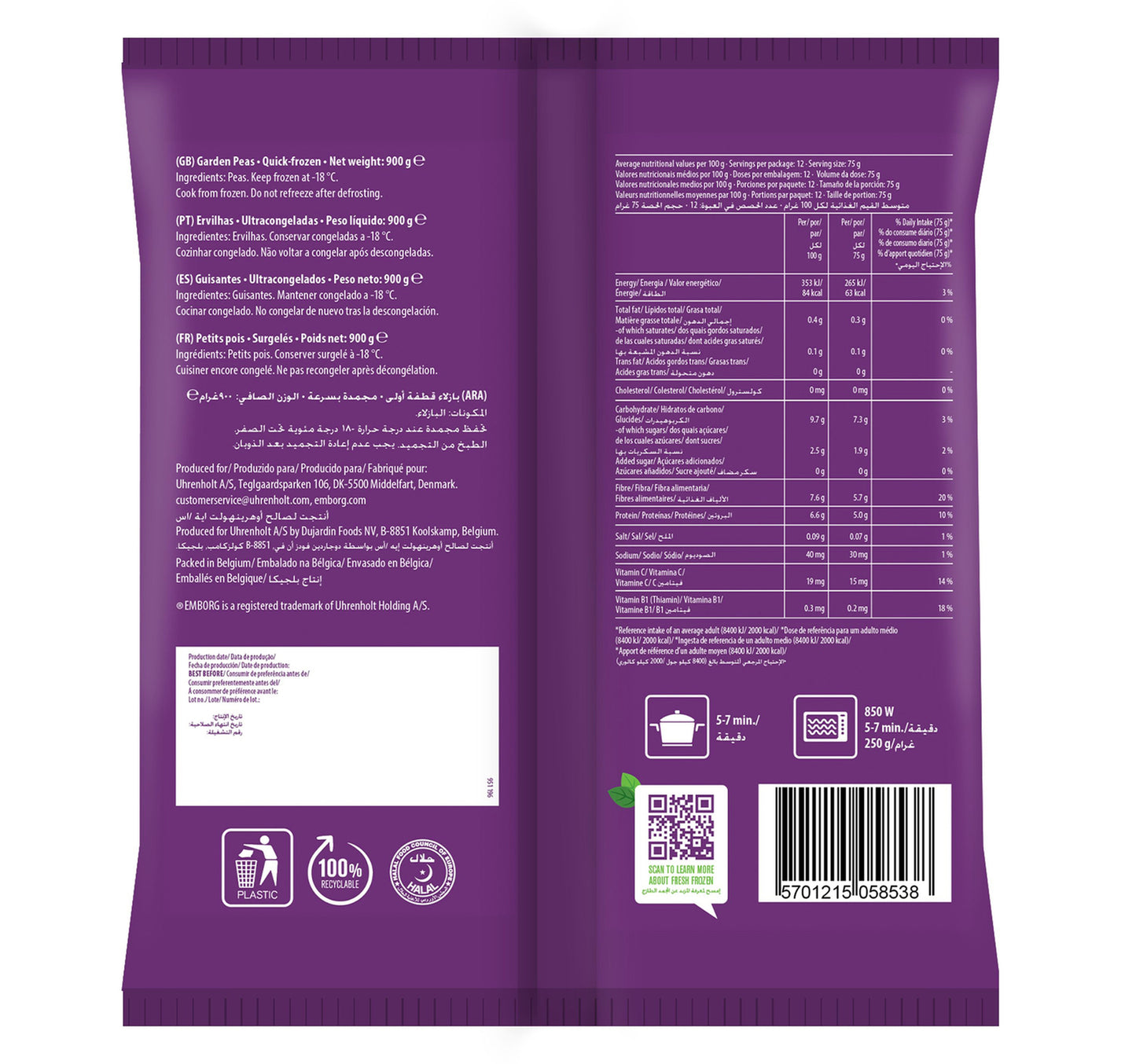 Emborg Garden Peas 900 g