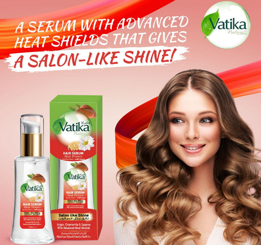 Vatika Naturals Heat Protect Hair Serum Argan Chamomile & Sesame With Advanced Heat Shields 47 ml