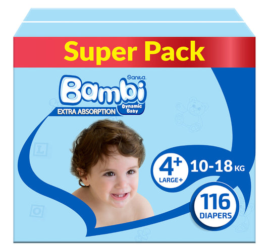 Sanita Bambi Baby Diaper Size 4+ Large 10-18 kg 116 pcs