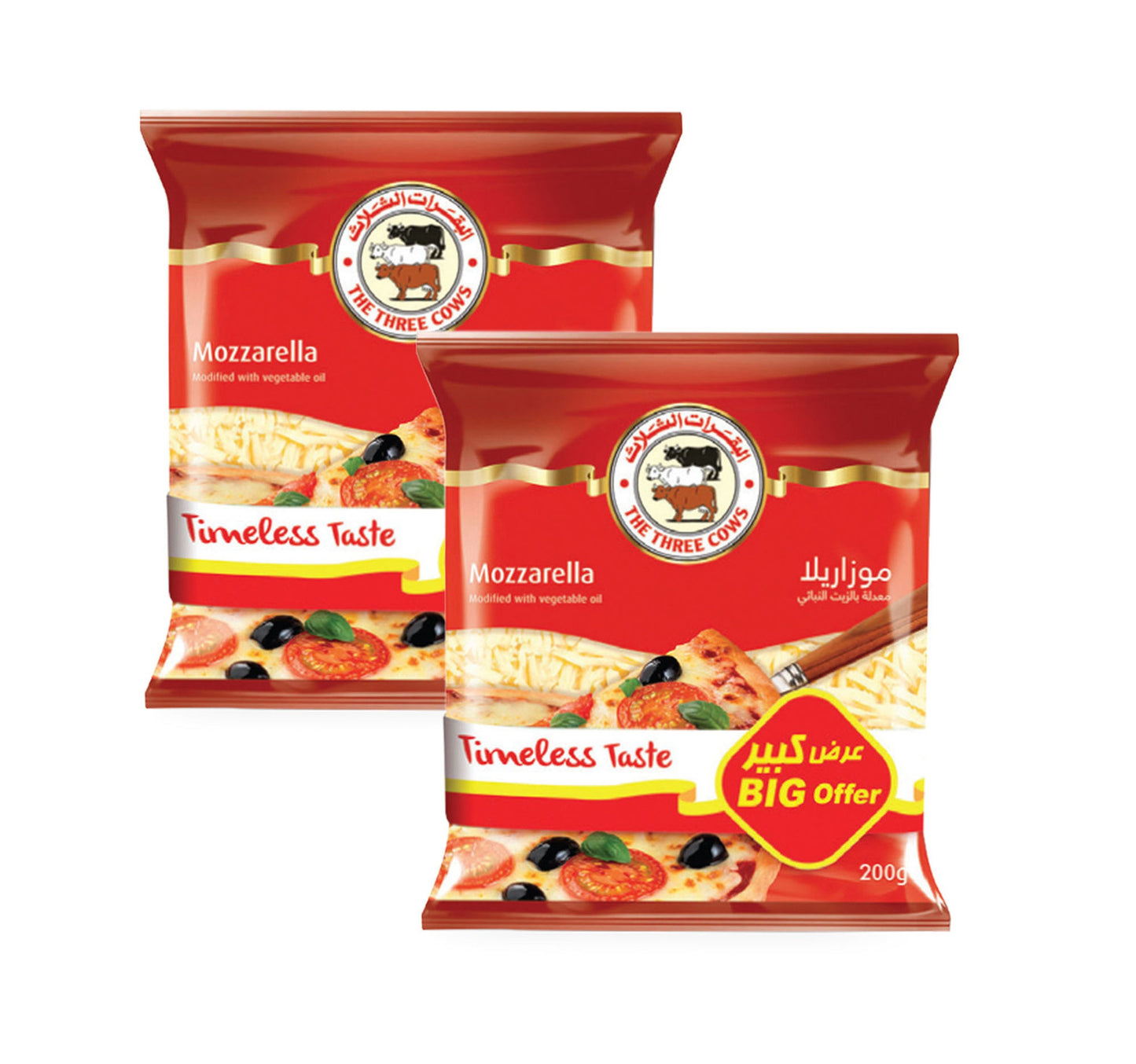 The Three Cows Shredded Mozzarella Cheese 2 x 200 g