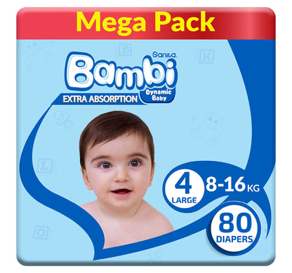 Sanita Bambi Baby Diaper Mega Pack Size 4 Large 8-16 kg 80pcs