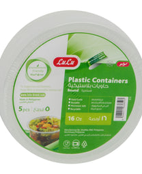 LuLu Plastic Containers Round 16oz 5 pcs