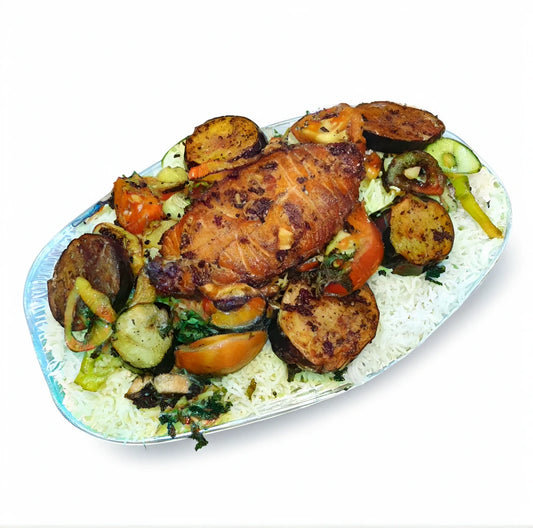 Fried Hamoor with Sheelani rice and eggplant sauce