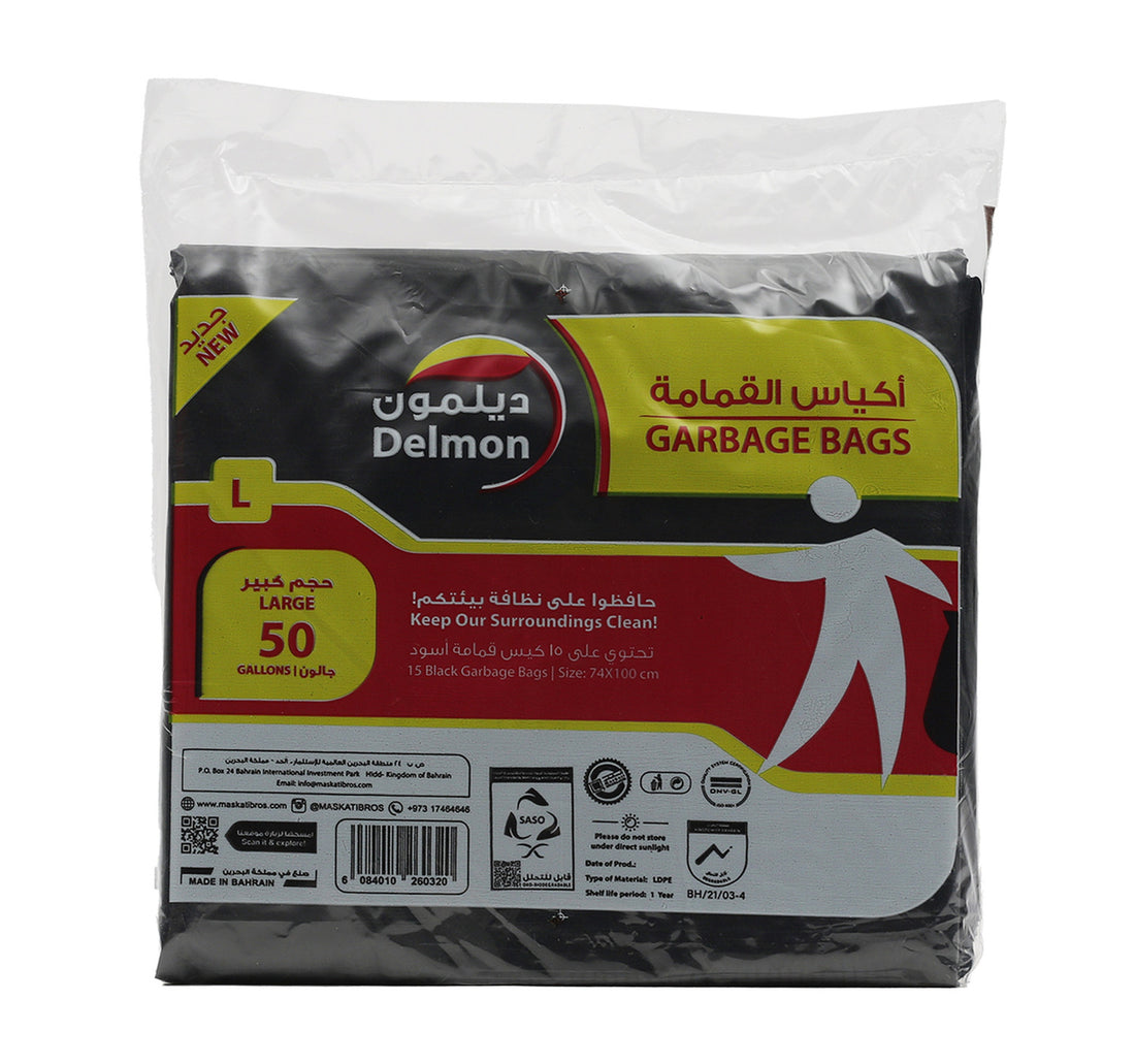 Delmon Garbage Bag 50 Gallons 15 pcs