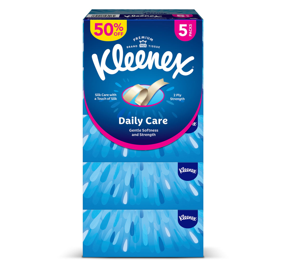 Kleenex Daily Care Facial Tissue 2ply Value Pack 5 x 170 Sheets