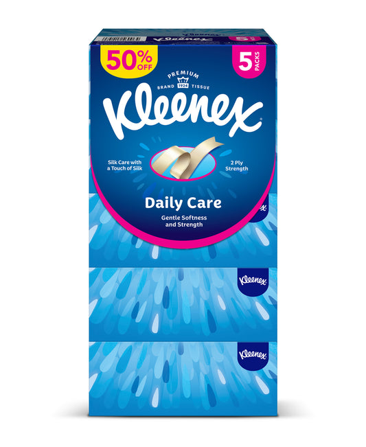 Kleenex Daily Care Facial Tissue 2ply Value Pack 5 x 170 Sheets