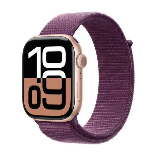 Apple Watch Series 10 GPS, 46 mm Rose Gold Aluminium Case with Plum Sport Loop, MWWV3QA/A Lulu Hypermarket