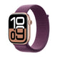 Apple Watch Series 10 GPS, 46 mm Rose Gold Aluminium Case with Plum Sport Loop, MWWV3QA/A