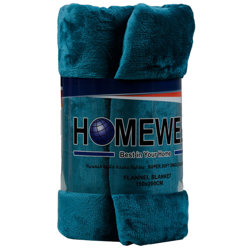 Homewell Solid Super Soft Single Flannel Blanket, 150 x 200 cm, Assorted