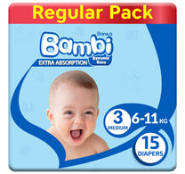Sanita Bambi Baby Diaper Regular Pack Size 3 Medium 6-11 kg 15 pcs