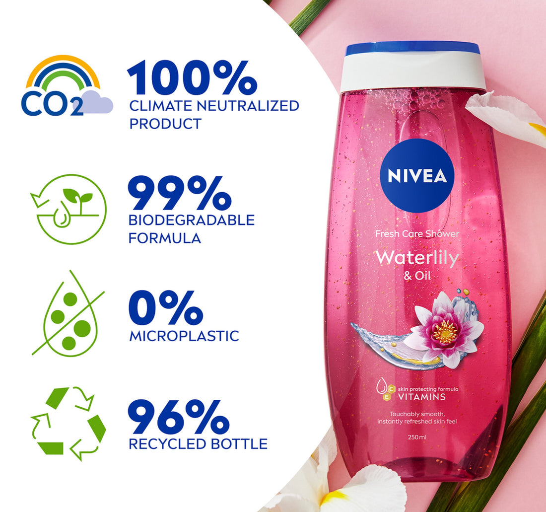 Nivea Waterlily & Oil Shower Gel Refreshing Body Wash with Caring Oil Pearls & Floral Scent 250 ml