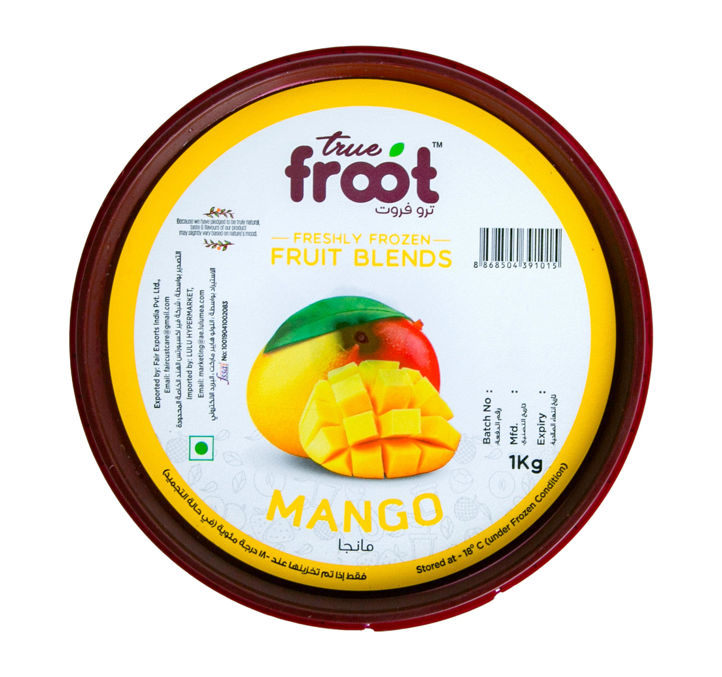 True Froot Freshly Frozen Mango Fruit Blend 1 kg