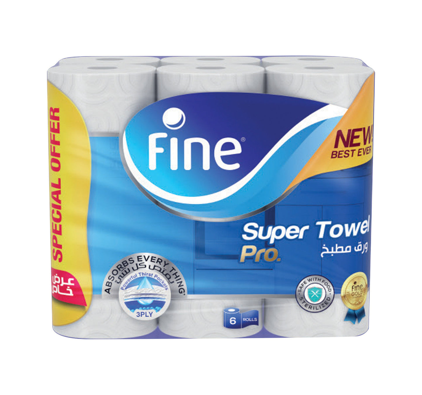 Fine Super Towel Pro 3ply 6 Rolls