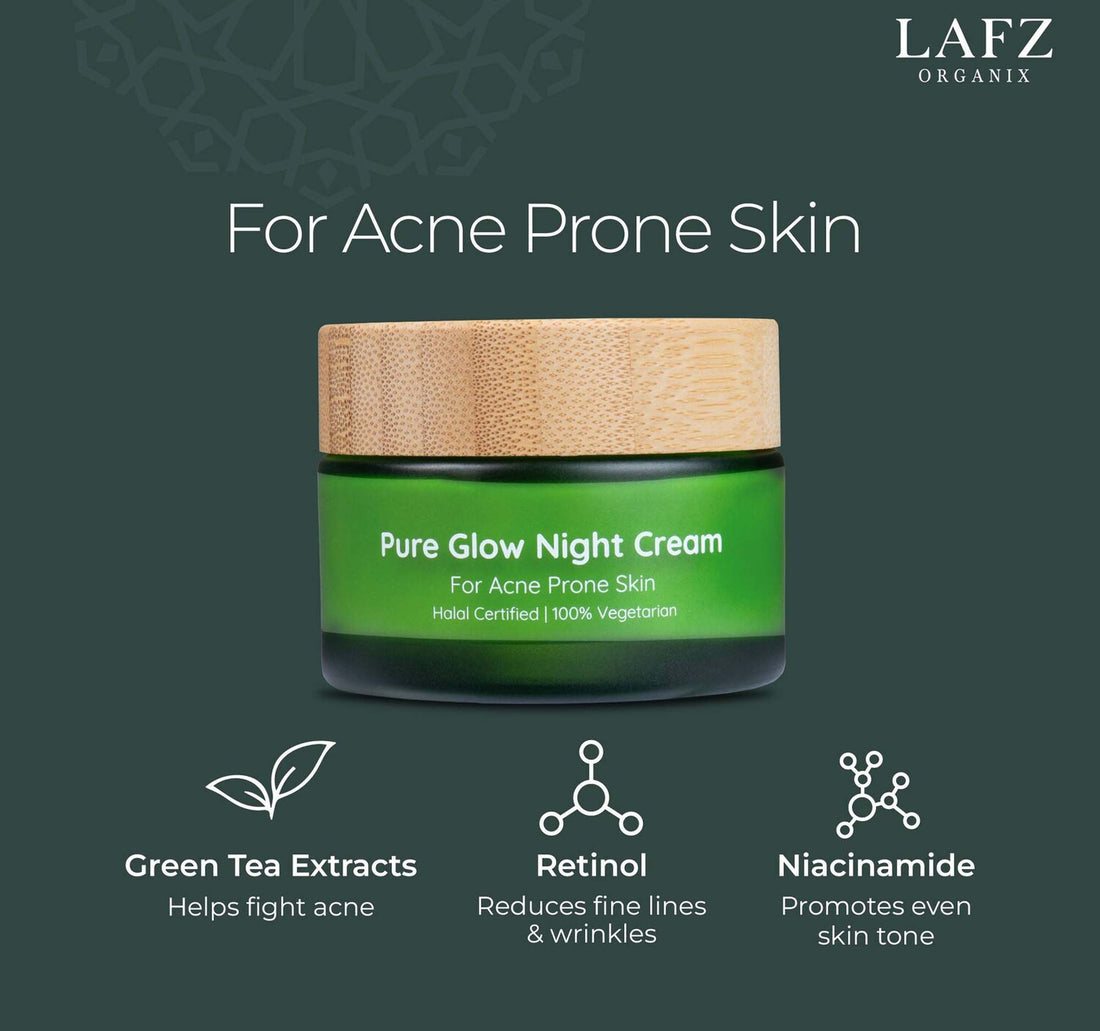 Lafz Organix Pure Glow Night Cream, For Acne Prone Skin, 50 g