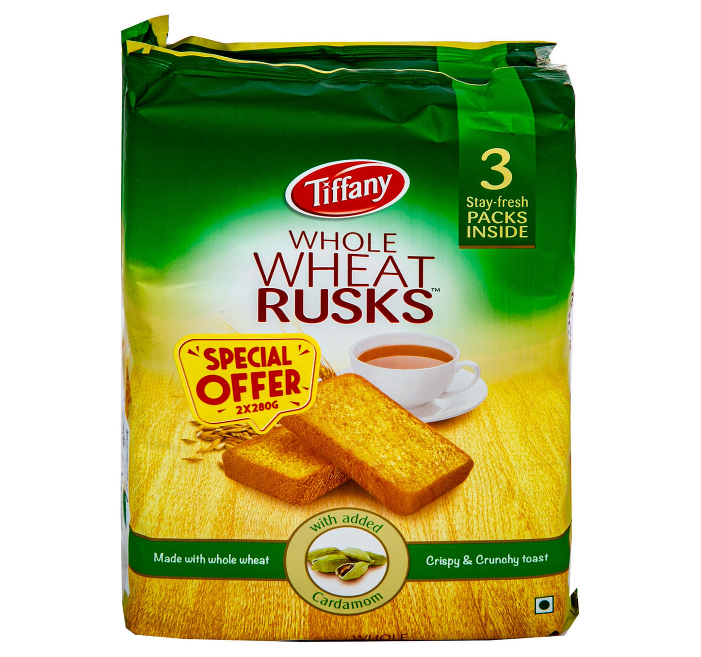 Tiffany Whole Wheat Rusk with Added Cardamom Value Pack 2 x 280 g
