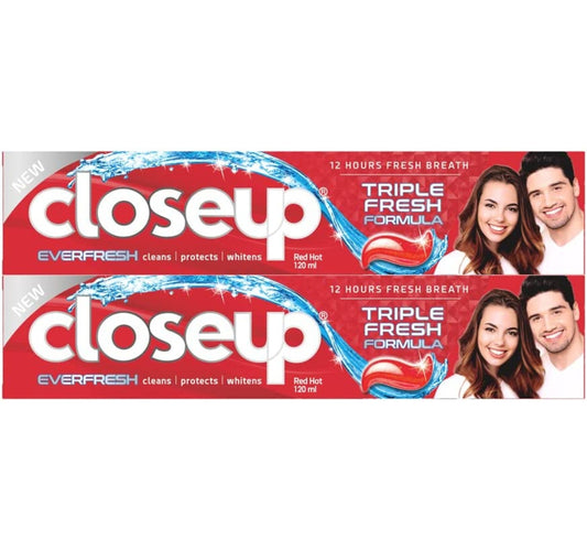 معجون أسنان كلوز أب إيفر فريش تريبل فريش فورمولا ريد هوت عبوة اقتصادية، 2 × 120 جم