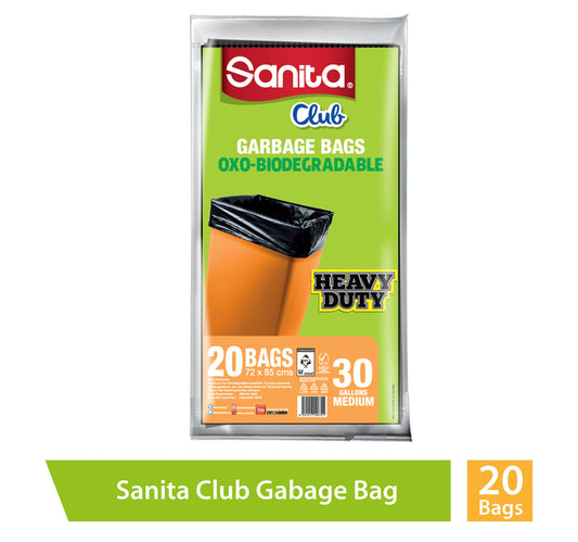 Sanita Club Garbage Bags Oxo-Biodegradable Medium 30 Gallons Size 72 x 85 cms 20pcs