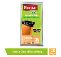 أكياس قمامة سانيتا كلوب، قابلة للتحلل البيولوجي، متوسطة الحجم، 30 جالونًا، مقاس 72 × 85 سم، 20 قطعة