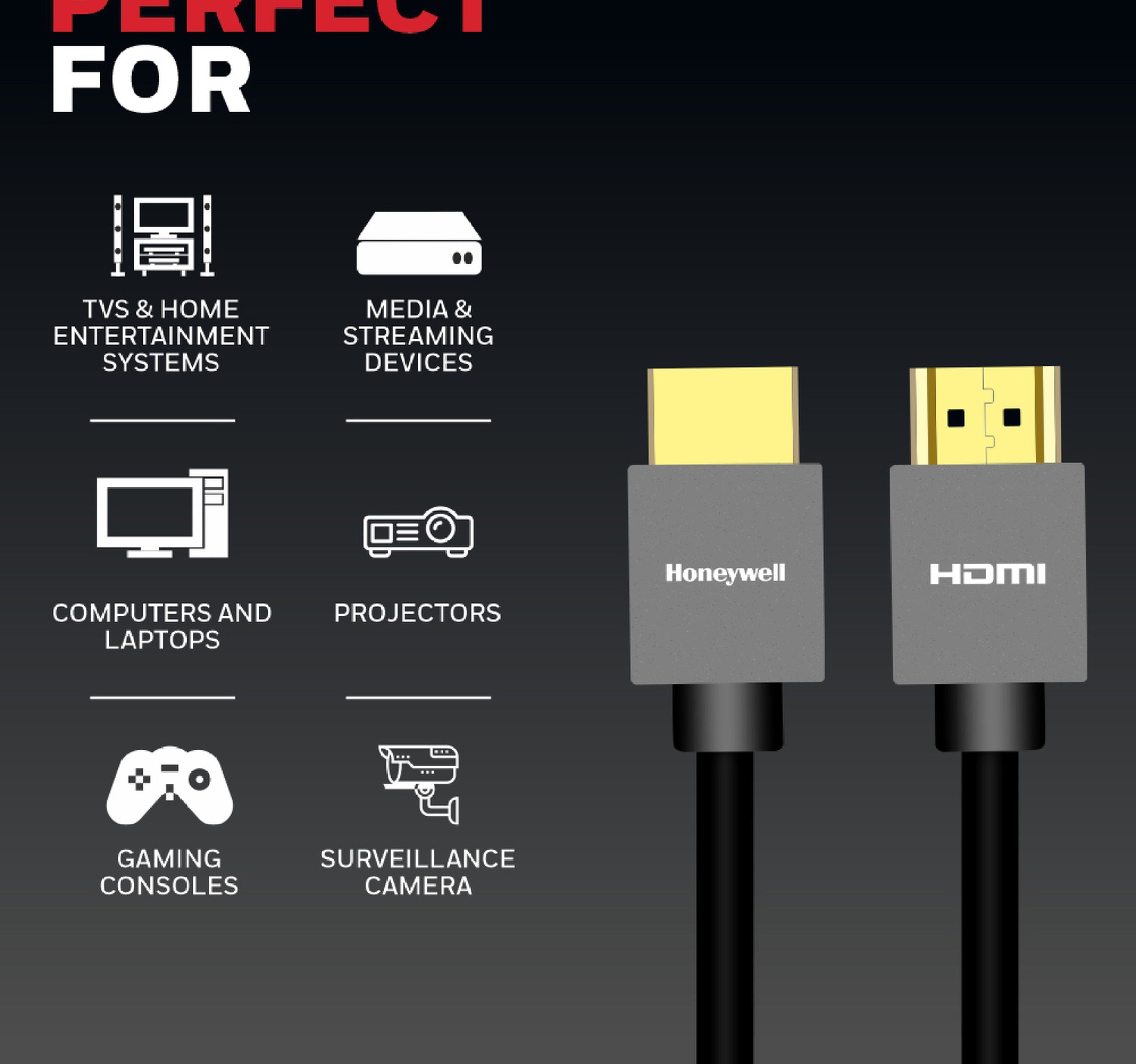 Honeywell High Speed HDMI 2.0 Cable with Ethernet, 3m, HC000009