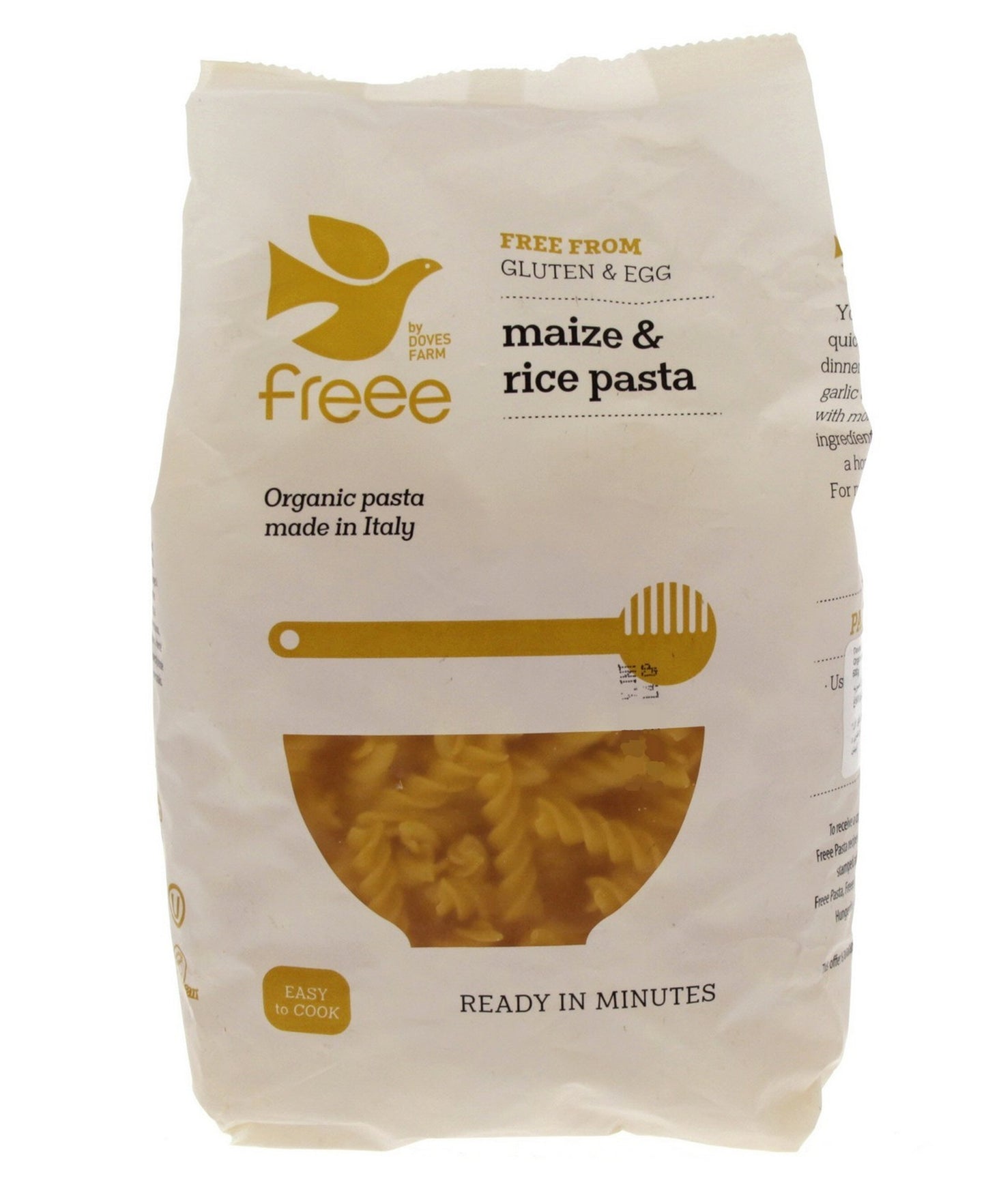 معكرونة الذرة والأرز العضوية الخالية من الغلوتين من مزرعة دوفز، 500 غرام