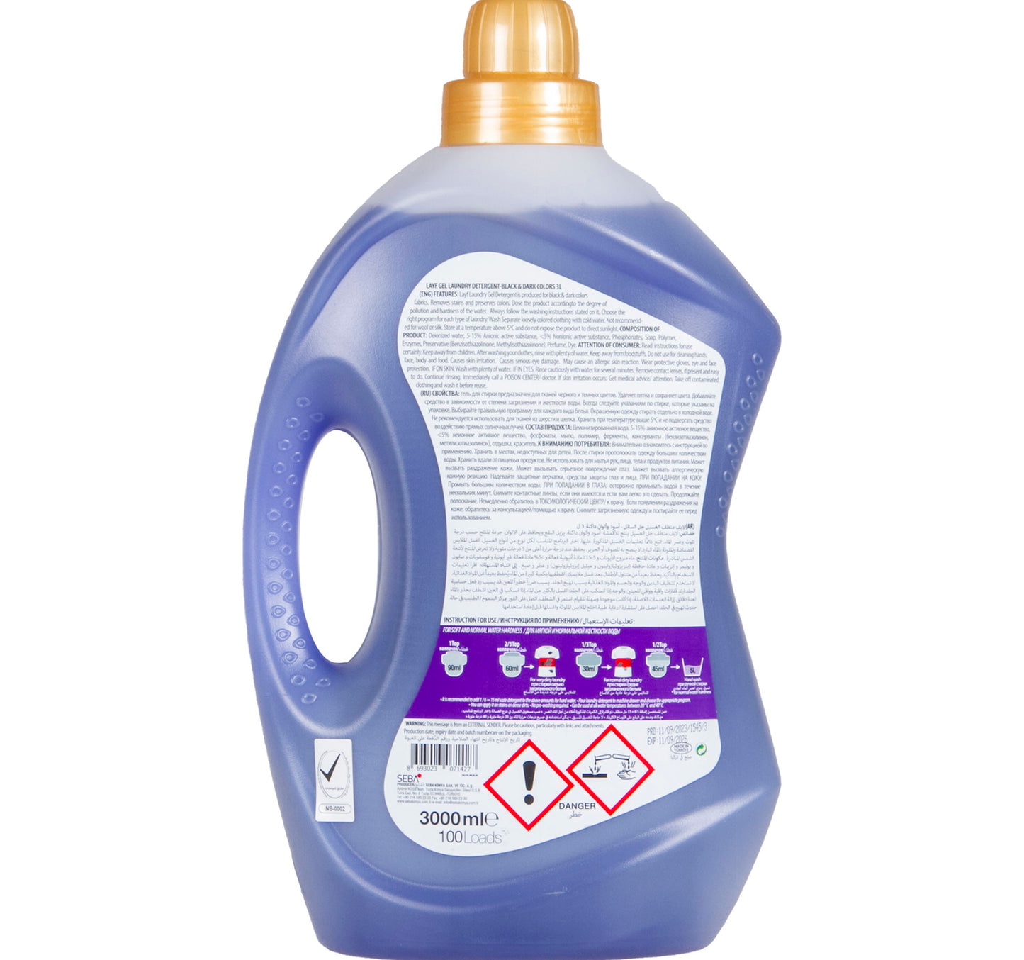 Layf Laundry Detergent Gel Black & Dark Colors 3 Litres