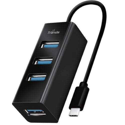 موزع تراندز Type-C بأربعة منافذ USB 3.0، أسود، HB38