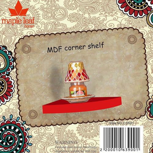 Maple Leaf Home MDF Wood Corner Wall Shelf, Red, COS01P