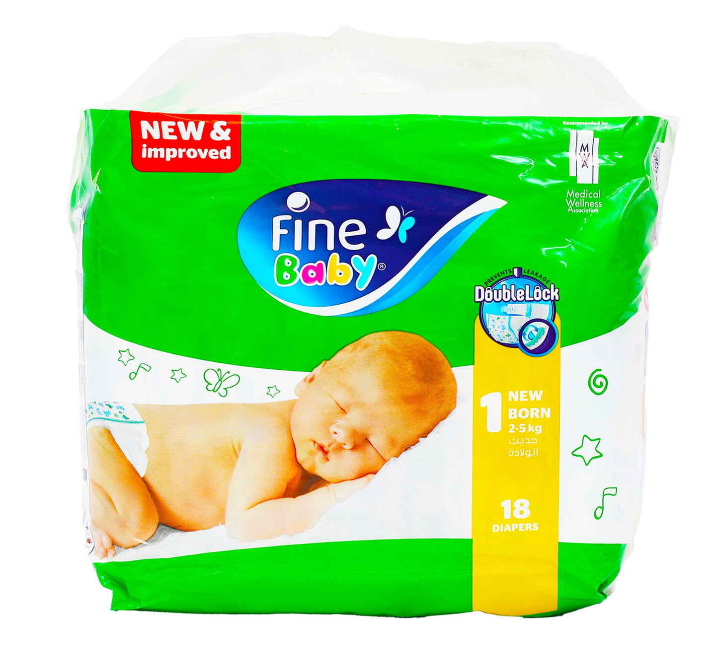 Fine Baby Diaper Super Dry Size 1 New Born 2-5 kg 18 pcs