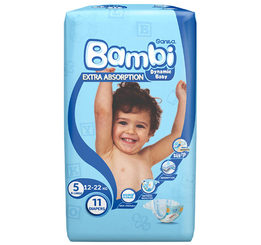 Sanita Bambi Baby Diaper Regular Pack Size 5 Extra Large 12-22 kg 11 pcs
