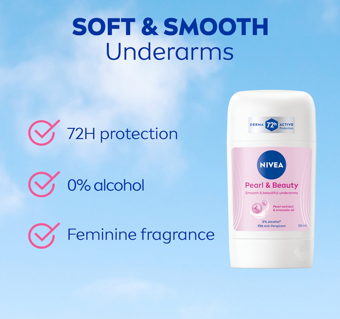 Nivea Pearl & Beauty Antiperspirant Deodorant for Women Soft & Smooth 72H Active Protection Stick 50 ml