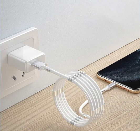 Trands Magnetic Absorption Lightning Data Cable, Portable Self Winding Clutter CA569